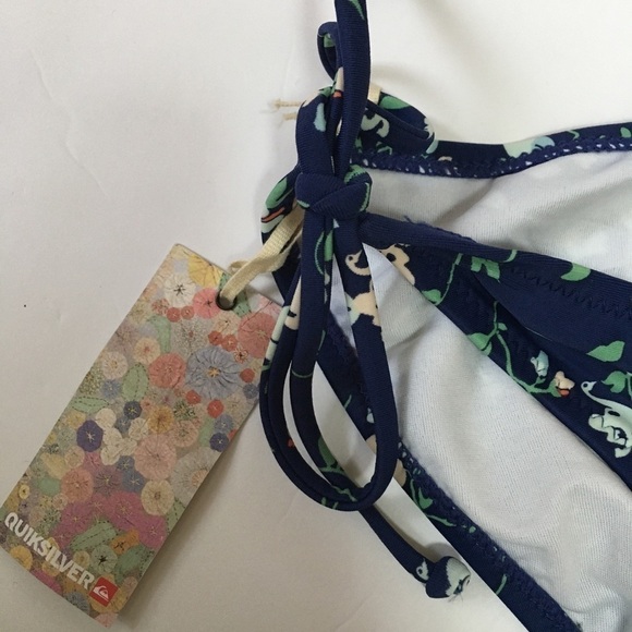 QUICKSILVER Blue Floral Side-Tie String Bikini Bottom NWOT - Picture 6 of 13